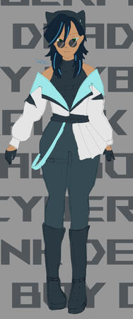 Concept art pour le style complet de Natsumi pour la cover de Cyberpunk Dead Boy.