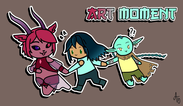 Elheym qui tire Natsumi qui tire Kera à des événements d'art