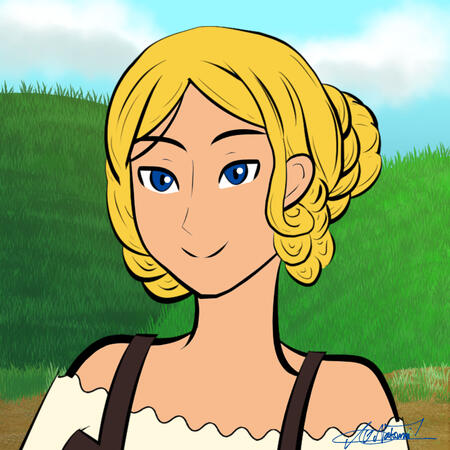 Portrait de Blanche De La Marra, un personnage de jeu de rôle.